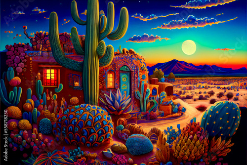 Generative AI abstract render of a Mexican fantasy landscape