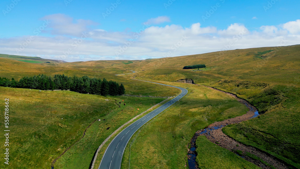 Beautiful landscape of Yorkshire Dales National Park - drone photography