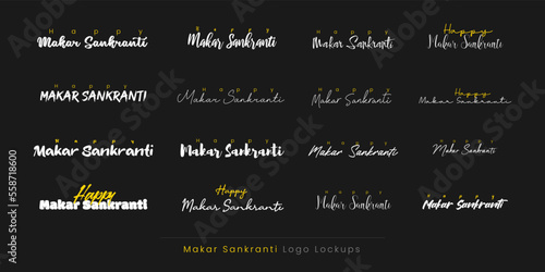 Makar Sankrant lettering, logo bundle, typography units, quotes