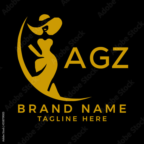 AGZ fashion logo. AGZ  Beauty fashion house. modeling dress jewelry. AGZ fashion technology  Monogram logo design for entrepreneur and best business icon. 
 photo