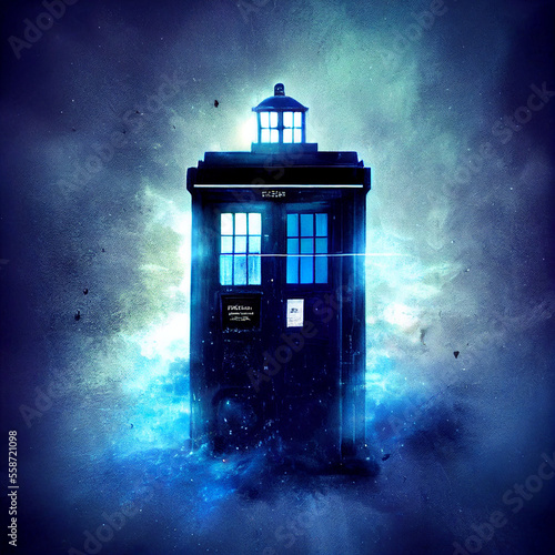 Wallpaper Mural TARDIS time maschine, from the famous British sci-fi named Doctor Who, blue phon