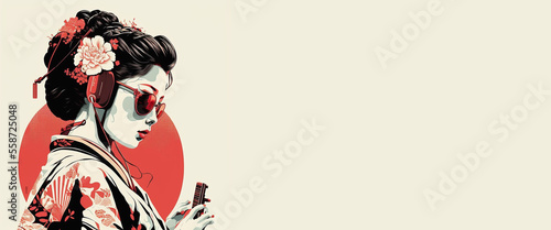 Obraz na plátne geisha moderna