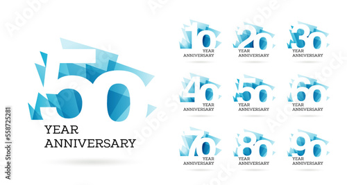 Fotografering Set ten to ninety years anniversary logo design, celebrate anniversary logo to c