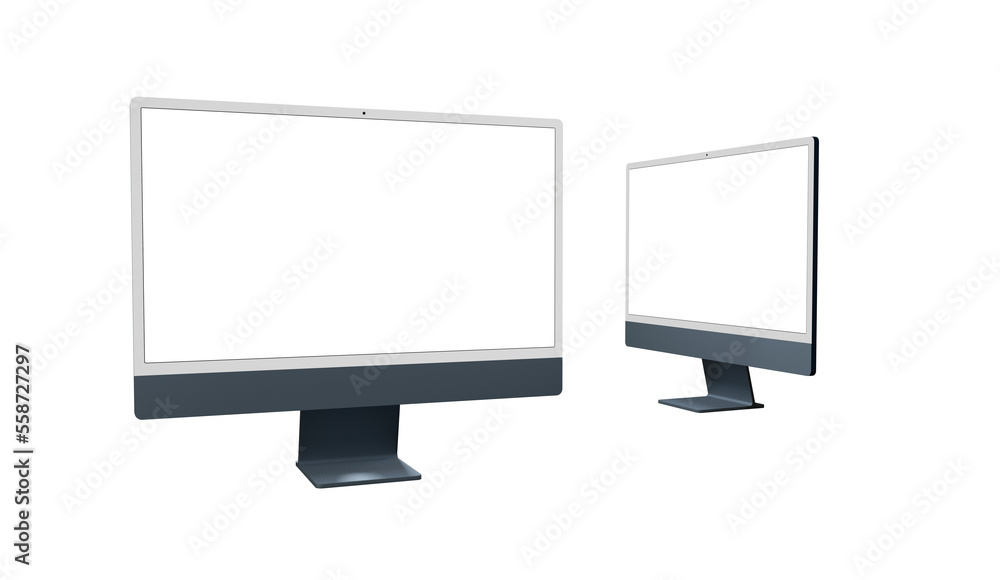 Realistic flat screen computer monitor 3de style mockup with blank screen isolated 3d Realistic flat screen computer monitor 3de style mockup with blank screen isolated 3d