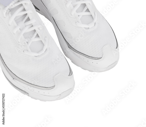 Pair of white sneakers isolated on white background