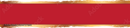 vector illustration of long red colored ribbon banner with gold colored brush painting frame