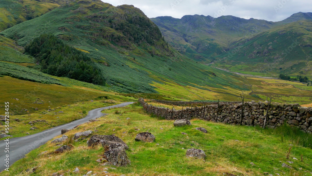 Hardknott Pass at the Lake District National Park - aerial view - drone photography Hardknott Pass at the Lake District National Park - aerial view - drone photography