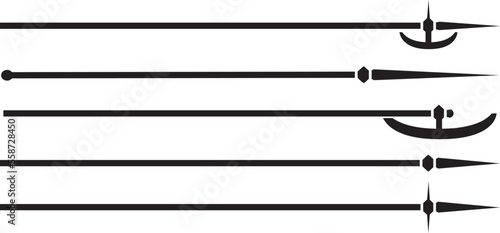 set of polearms and spears silhouettss - vector illustration 