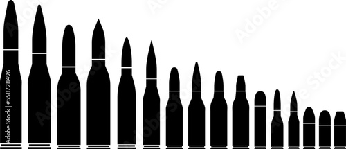 Fotografie, Tablou vector illustration set of bullet silhouette