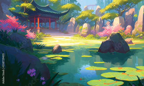 Vector illustration of a lake