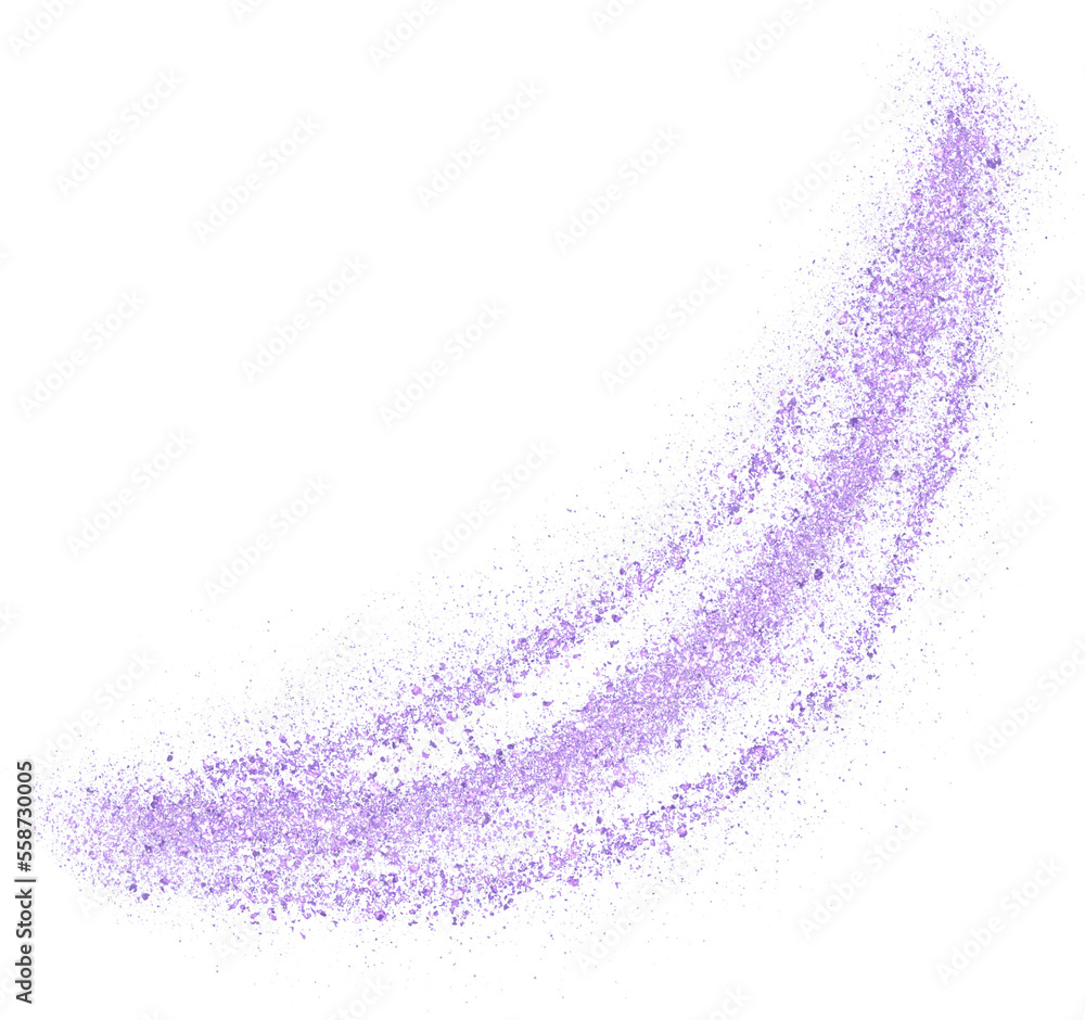 Purple glitter hand-drawn abstract curve