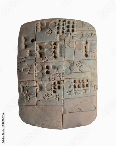 Tableau sur toile Cuneiform tablet isolated on white.