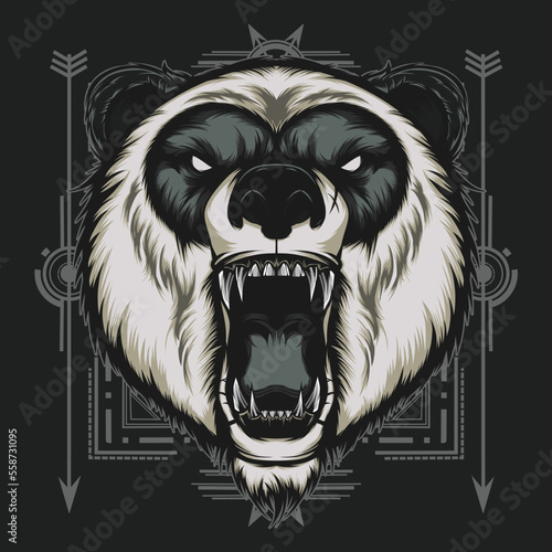 Angry panda sacred geometry logo vector