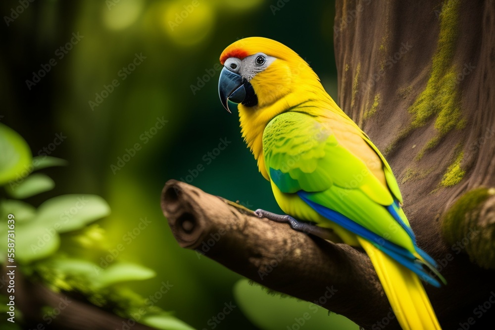 yellow and green parrot