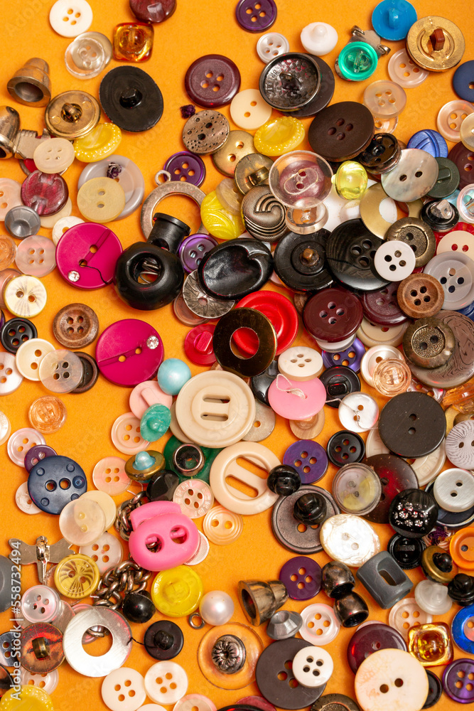 Lots of different buttons close-up Lots of different buttons close-up