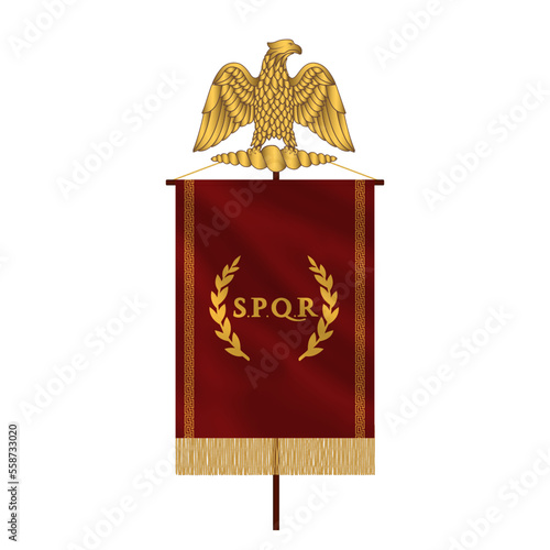 Roman flag with golden eagle