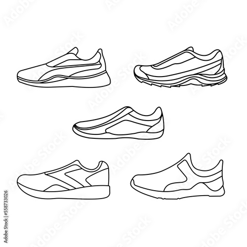Set of models of sports shoes