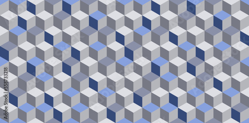 Blue cube pattern - seamless vector texture