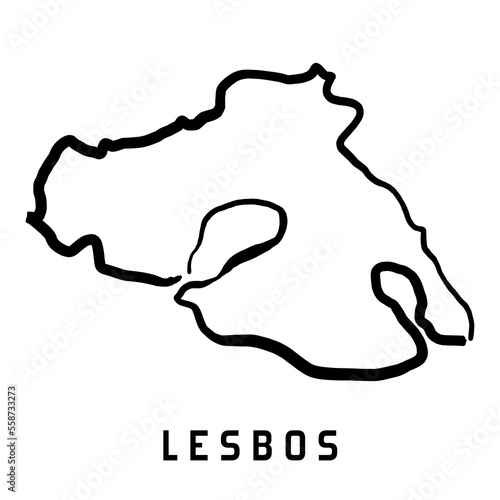 Lesbos island simple outline vector map