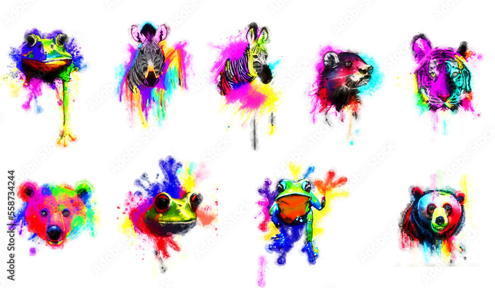 abstract colorful wild animals