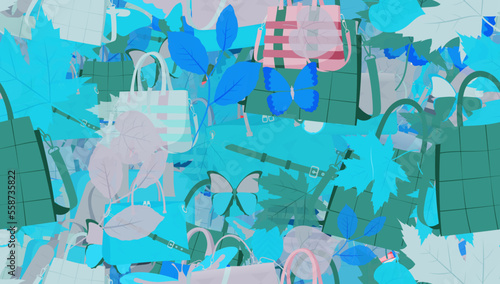 Background pattern abstract design texture. Seamless. Theme is about buckle, gorgeous, businesswoman, office, tree, tropical, luxury, design, Monarch, handbag, business, graphic, girl, botany