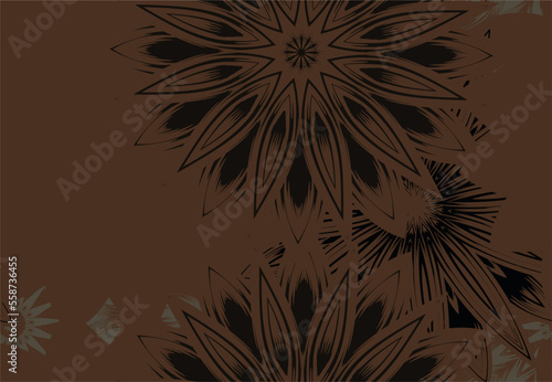 Flowers. Seamless floral background. Dark. Tracery handmade nature ethnic fabric backdrop pattern. Textile design texture. Decorative color art. Vector