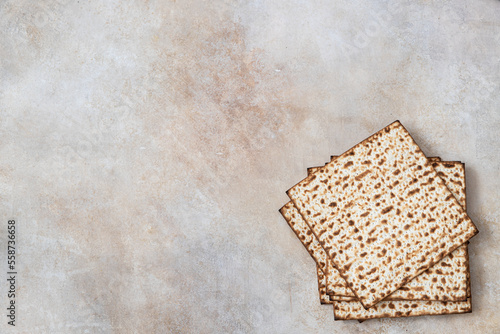 Traditional Jewish kosher matzo for passover. Pesah celebration concept (jewish Passover holiday)