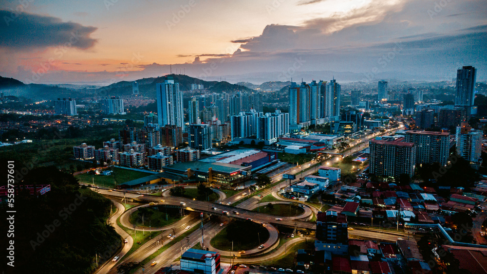 Fototapeta premium panama city drone panoramic