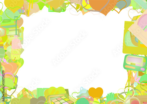 Background pattern abstract design texture. Border frame, transparent background. Theme is about hat, sweets, 80s, retro, ski, audio, object, extreme, pole, clock, protector, candy watches