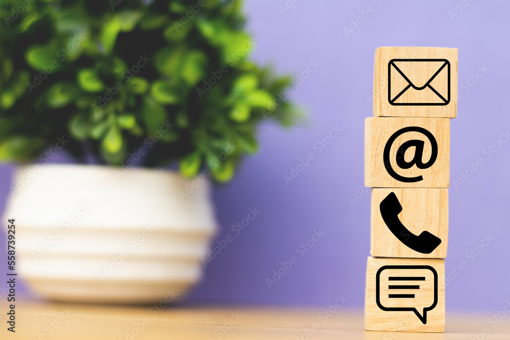 Website and Internet contact us page concept with phone, chat, email ...