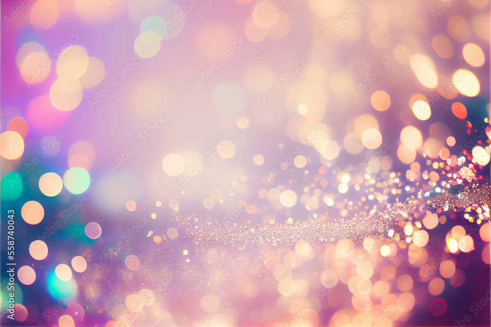 Abstract Bokeh Pastel Blurred Glitter Background 