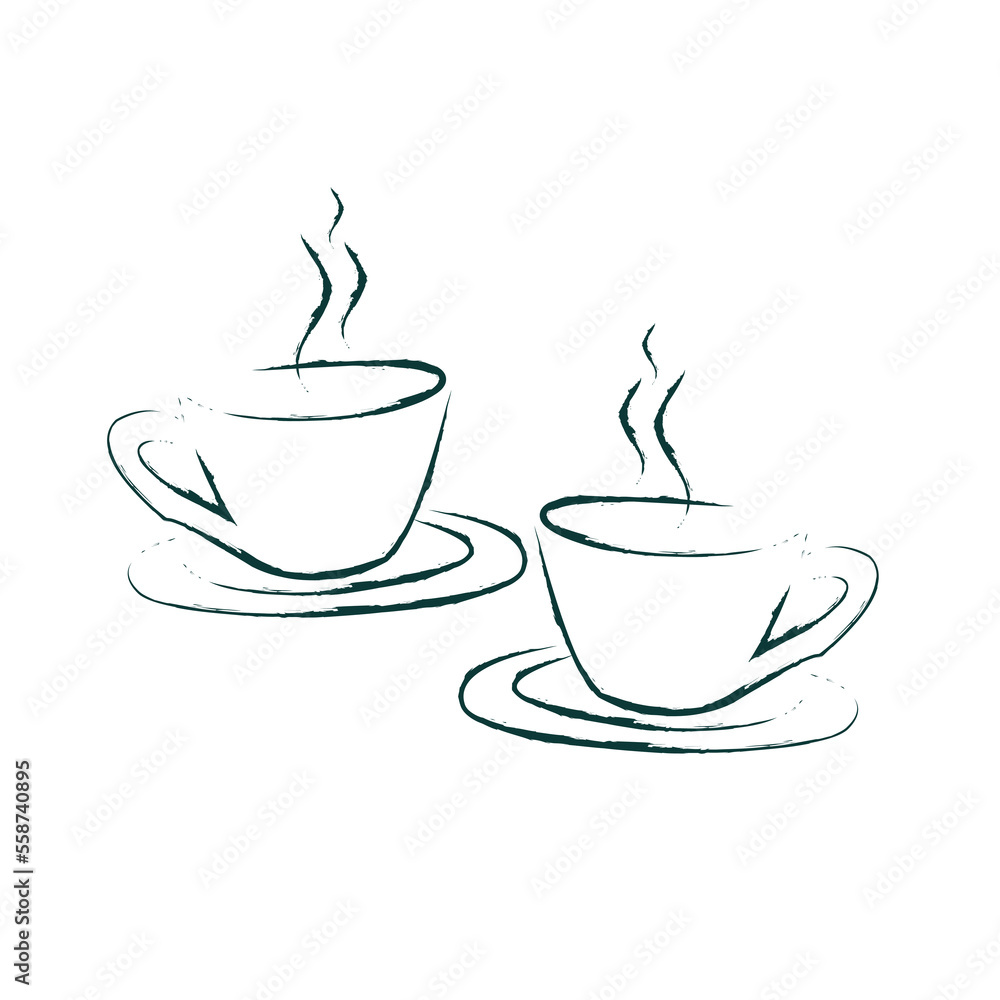 Tea cup coffee cup illustration chalk pastel vector. Tea cup coffee cup illustration chalk pastel vector.
