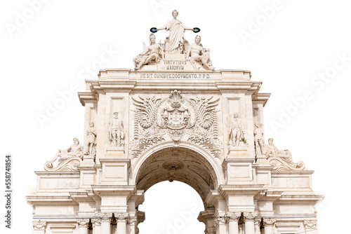 Architectural detail of the Arch of Street Augusta in Lisbon