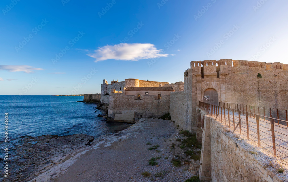 A view of Maniace Castle at Ortigia. A walk around the island of Ortigia is a common feature on the itineraries of visitors to Syracuse.