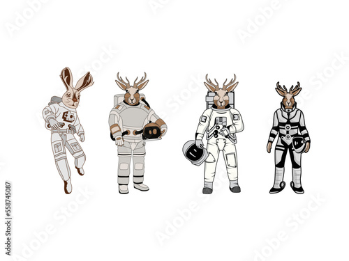 cartoon rabbit in an astronaut's space suit Character in space