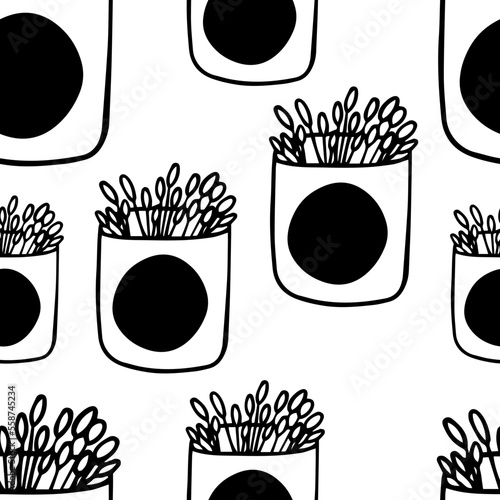 seamless pattern ear sticks doodle style