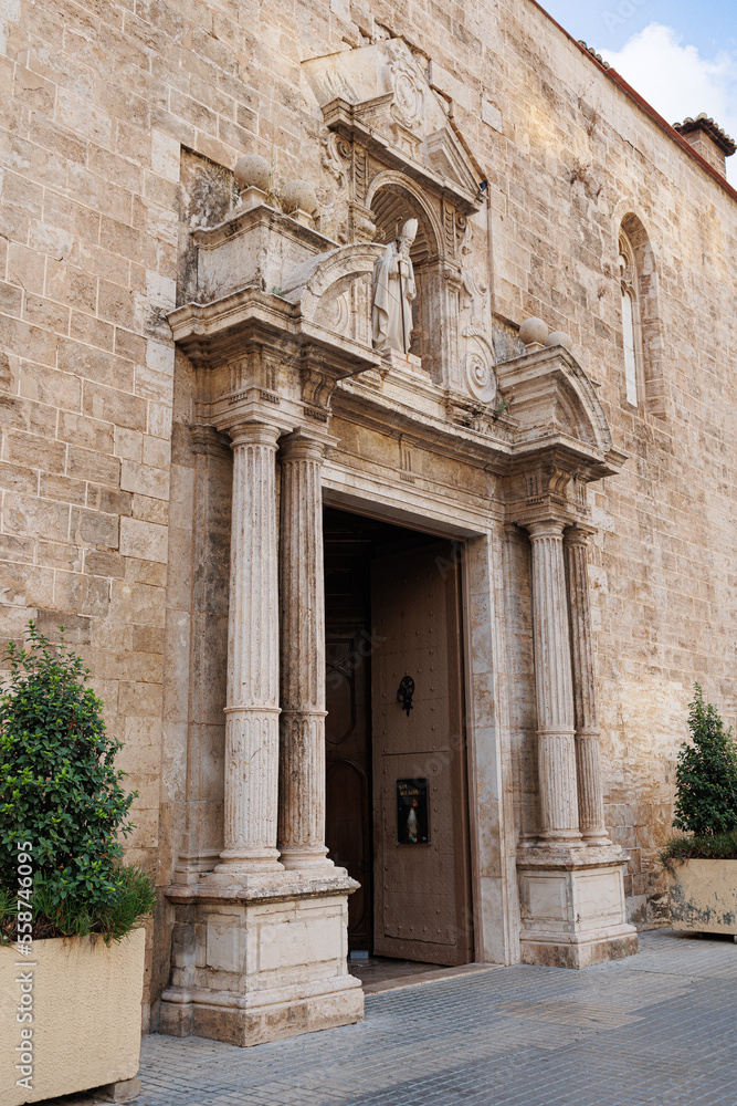 Side Entrance, Access Door of San Agustin Church in Valencia, Spain Side Entrance, Access Door of San Agustin Church in Valencia, Spain
