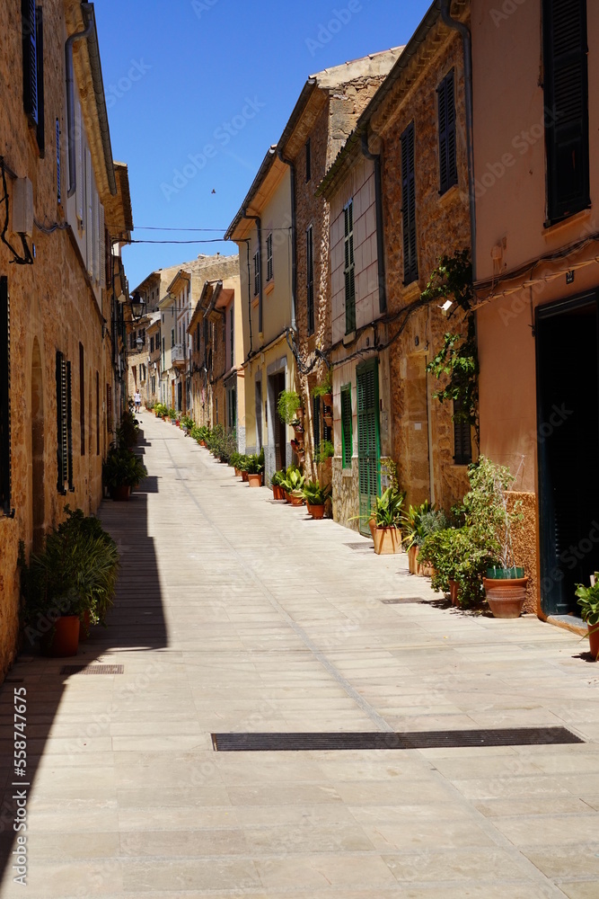 Street in the old town of Alcúdia, Mallorca in Spain	
