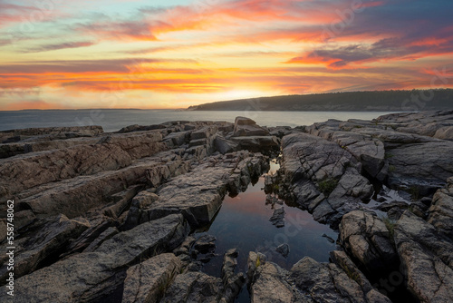 Tide pool sunset in Acadia National Park, Maine  © Michael