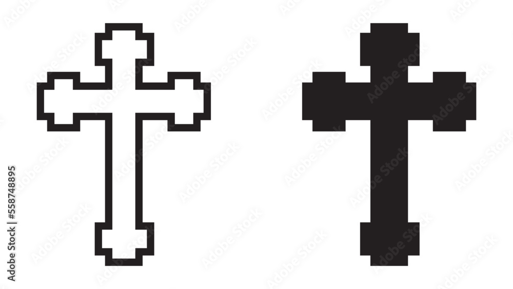 Obraz premium Christian cross icon collection on White Background. Vector illustration