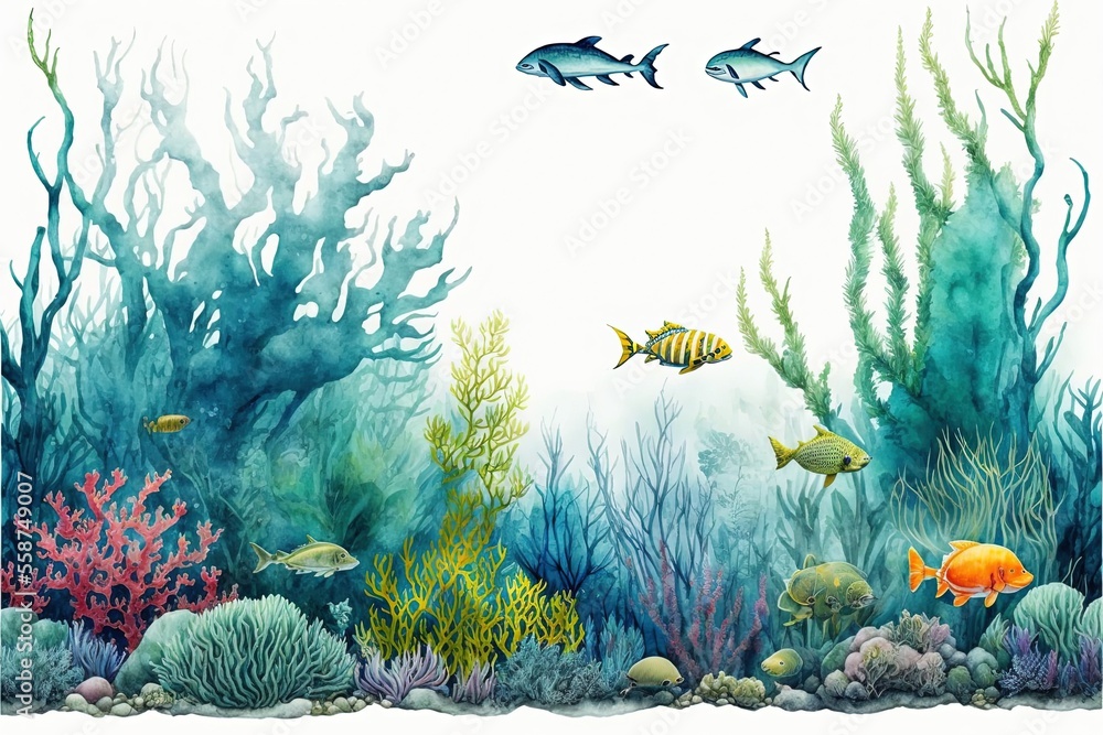 the beauty of underwater isolated scenery. marine habitats and