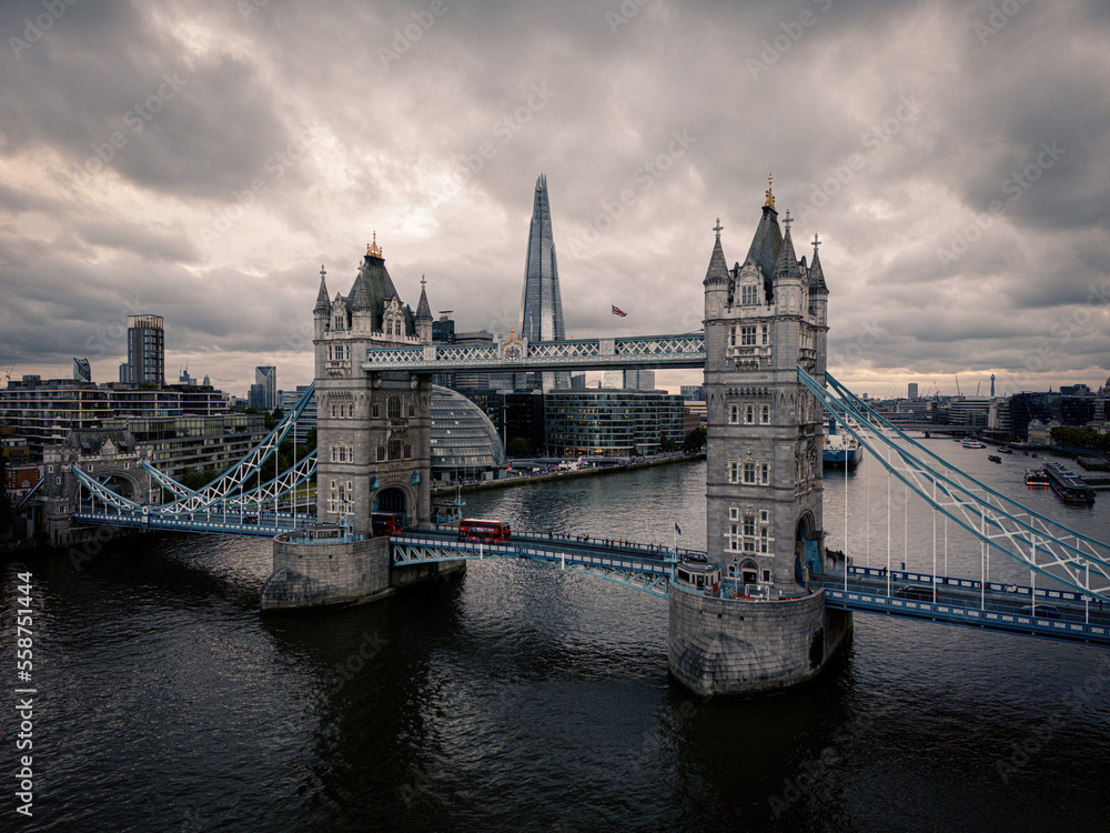 Tower Bridge London against dramatic sky