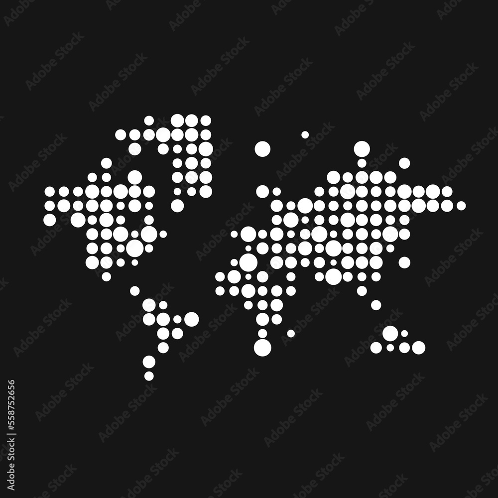 World Silhouette Pixelated pattern map illustration