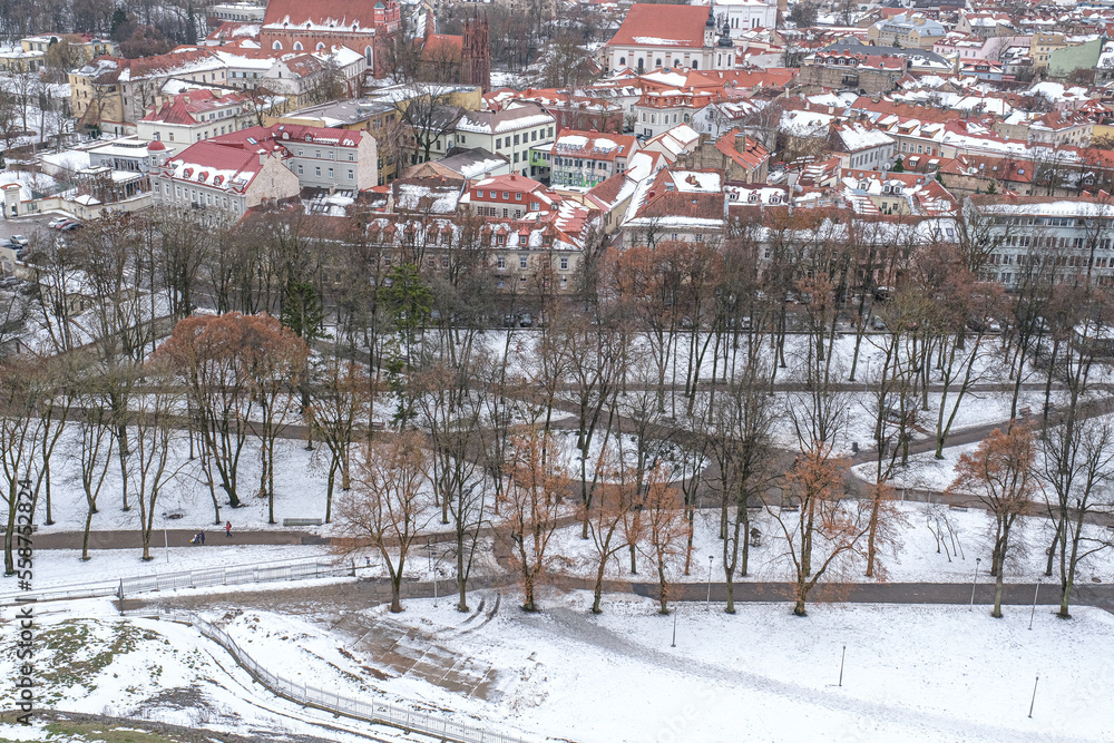Fototapeta premium Vilnius City as seen from Upper Castle's Gediminas Tower, Vilnius, Lithuania