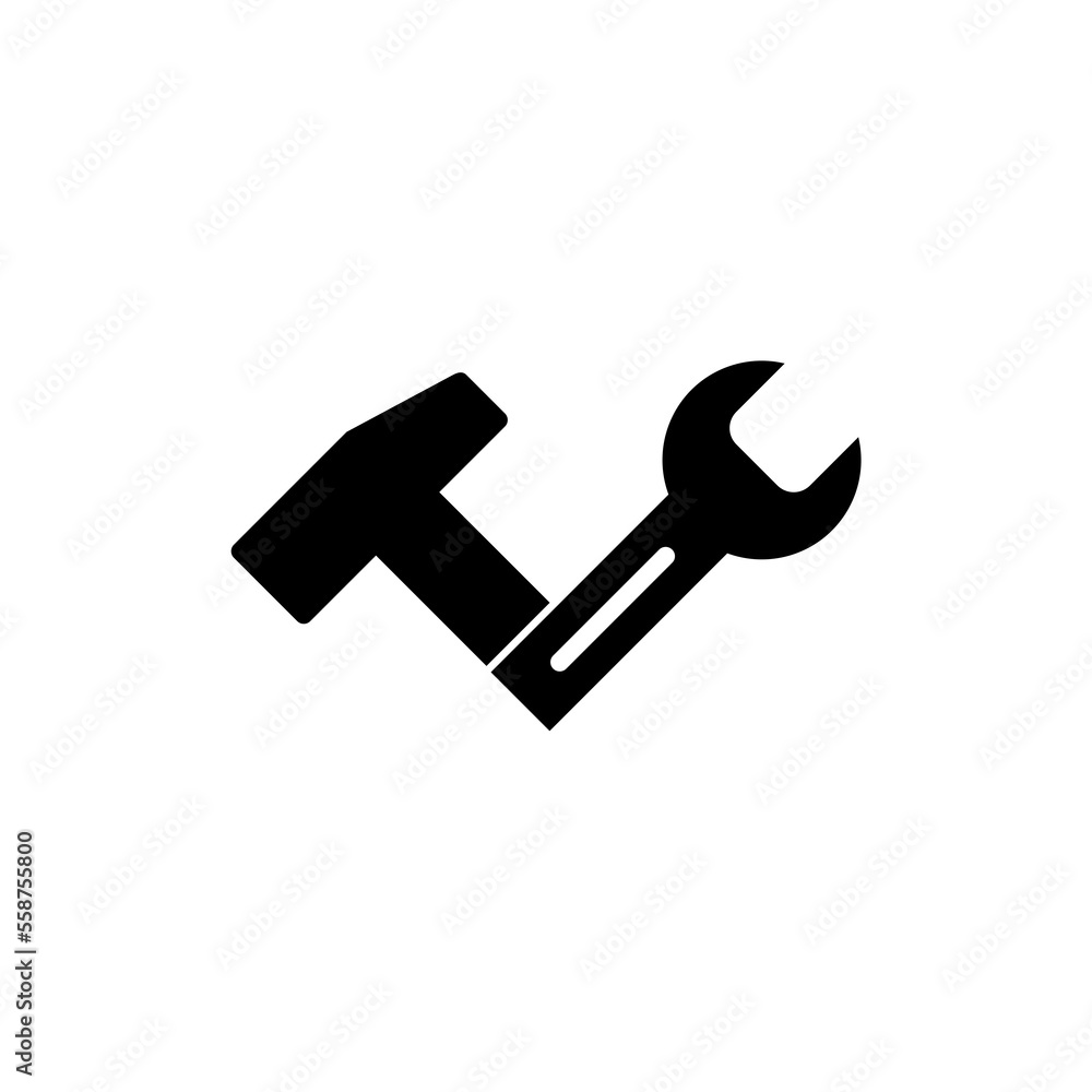 Hammer icon illustration with wrench Hammer icon illustration with wrench