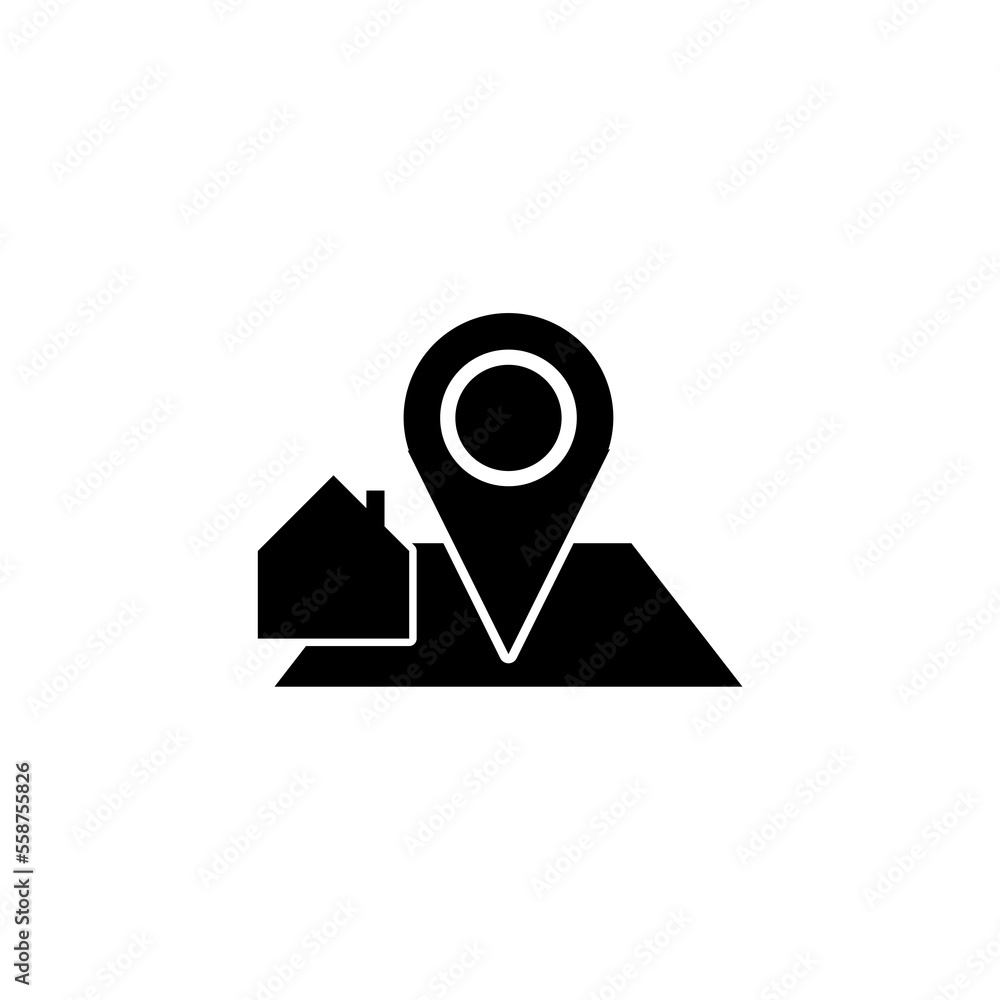 Map icon illustration with house Map icon illustration with house