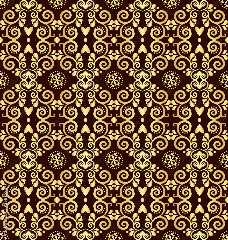 Vector vintage seamless golden geometric pattern