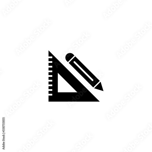  Pencil icon illustration with ruler.