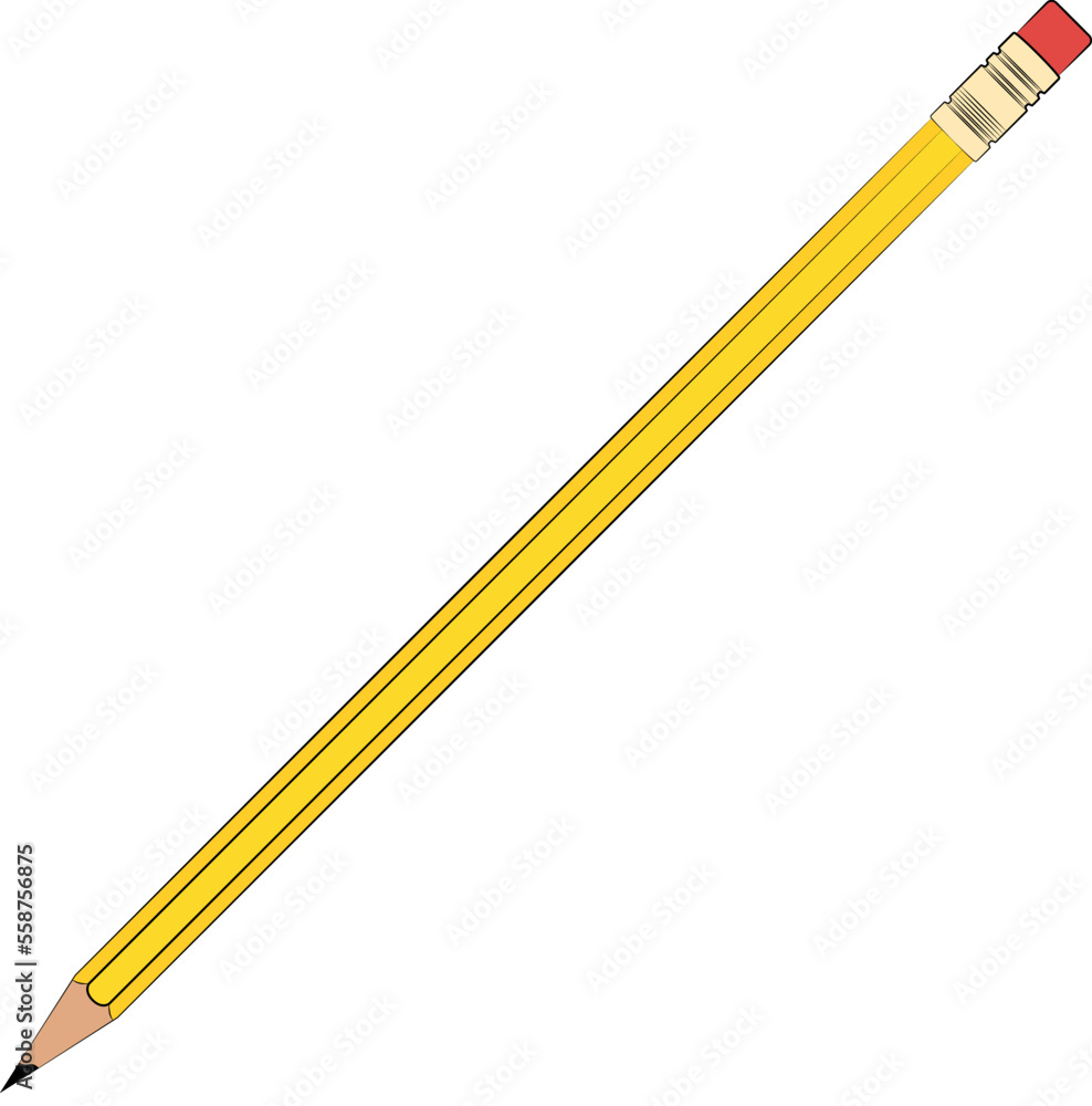 Pencil with eraser, Pencils with a lead made from a mixture of graphite and clay illustration Pencil with eraser, Pencils with a lead made from a mixture of graphite and clay illustration