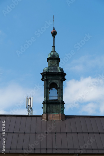 Little copper tower on the roof of house